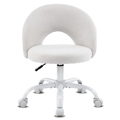 VINGLI Small Vanity Chair with Wheels for Girls.Cute Modern Adjustable Height Armless Office Desk Chair.360°Swivel Comfy Rolling Chair for Study, Make up Room,Small Space,Linen Light Gray - color: Linen Light Gray