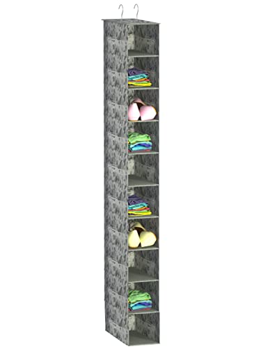 Libeder 10-Shelf Hanging Shoe Organizers with Side Pockets, Grey With Pattern - color: Grey With Pattern