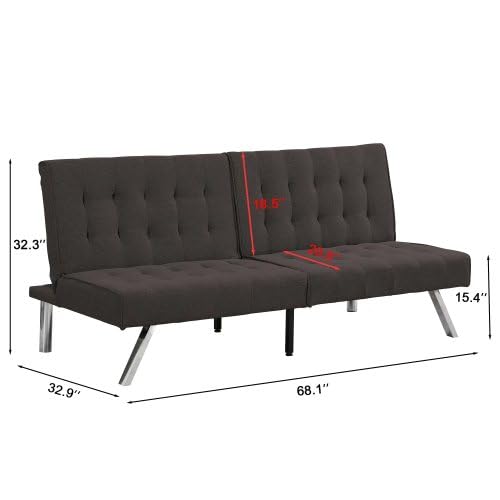 Convertible Futon Sofa Bed, Modern 68'' Faux Leather Sleeper Couch for Living Room,Guest Bed, Adjustable Backrest, Upholstered Recliner Chair, Loveseat for Compact Small Space Living Room (Brown New) - color: Brown New