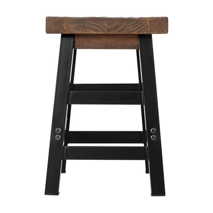 Alaterre Furniture Pomona Rustic Industrial Barstool – 20” Backless Counter Stool with Solid Pine Wood Seat and Black Metal Legs – Farmhouse Seating for Dining Room, Kitchen, or Office (Natural/Black) - style: Metal Frame Barstool