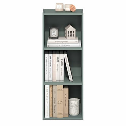Furinno LUDER Book Shelf, 3-Cube Bookshelf, Bookcase with Open Shelves, 9.3 x 12 x 31.5, Easy Assembly, for Living Room, Bedroom, Home Office, Sage Green - color: Sage Green, size: 3-Tier Cube