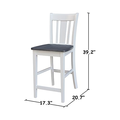 IC INTERNATIONAL CONCEPTS 30" Round Pedestal Gathering Height Table with 2 San Remo Counter Height Stools, White/Heather Gray - color: White/Heather Gray
