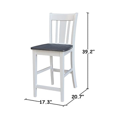 IC INTERNATIONAL CONCEPTS 30" Round Pedestal Gathering Height Table with 2 San Remo Counter Height Stools, White/Heather Gray - color: White/Heather Gray