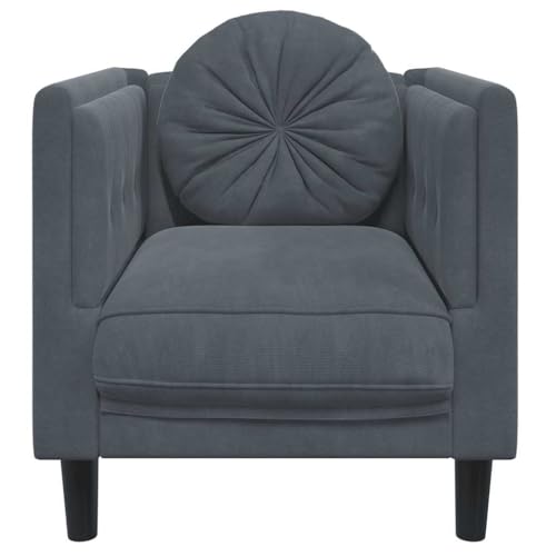 Dark Grey Velvet Sofa Chair with Padded Armrests, Modern Single Seating Plush Armchair, Solid Wood Frame, Removable Cushion Cover for Easy Cleaning - color: Dark Gray, size: 1 & Sofa