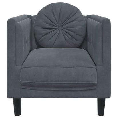 Dark Grey Velvet Sofa Chair with Padded Armrests, Modern Single Seating Plush Armchair, Solid Wood Frame, Removable Cushion Cover for Easy Cleaning - color: Dark Gray, size: 1 & Sofa