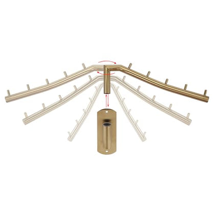 Sumnacon Stainless Steel Clothes Hanger Rack-Wall Mount Garment Hook with Swing Arm, Sturdy Coat Robe Storage Organizer for Laundry Room Bedrooms Clothing Drying Rack with 5 Hooks, Gold - color: Gold
