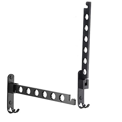 JOOM Wall Mounted Clothes Drying Rack, Black, 2 Pack | Folding Clothes Hanger for Laundry Room, Retractable wall hanger folds flat, saves space in closets, bathrooms, Small Spaces - size: Two pack