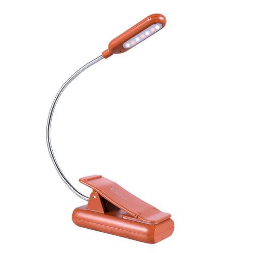 VAVOFO Rechargeable Book Light for Reading in Bed Kids, 7 LED Reading Light with 9-Level Warm Cool White Daylight, Eye Care Lamp with Power Indicator for Bookworms (Mocha Brown) - color: Mocha Brown