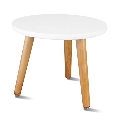 Indoor Plant Stand, Wood Mid Century Modern Small Round Side Plant Table for Indoor Plants, 8.9" Tall Plant Holder for Flower Pots End Table - color: White, size: 8.9"