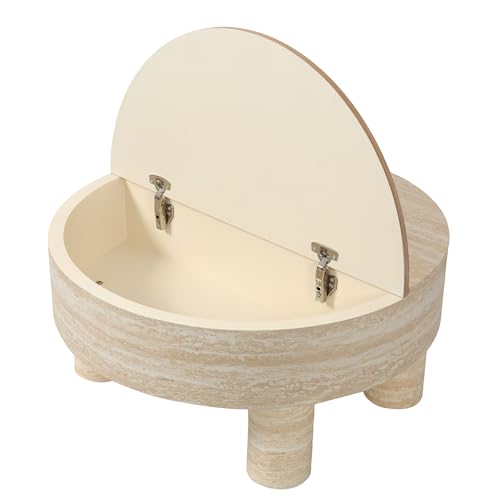 31.5" Round Coffee Table with Flip Top & Fluted Drawer for Living Room, Modern Circle MDF Wooden Center Table Tea Table for Apartment, Hidden Storage, Beige - color: 31.5" Round Coffee Table With Flip Top,beige