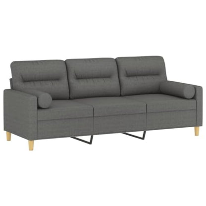 Modern 3-Seater Dark Grey Couch Sofa for Living Room, 78 in Linen-Like Polyester Upholstery, Matte Metal Frame Comfy Loveseat for Small Spaces, Apartment, Office - size: 30.3 x 78 x 31.5 in (W x L x H)