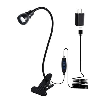 Zoomable Clip on Light, Clamp Reading Light for Dorm Bed Headboard, Dimmable Spotlight with 3 Color Temperature Options, 10 Dimmable Brightness Levels, Adjustable Beam Angle - color: Black