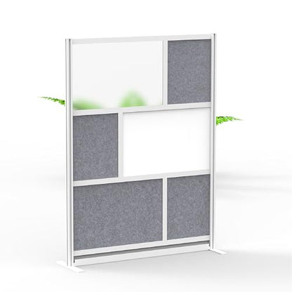 Workflow Modular Wall | Room Divider with Whiteboard, Sound Dampening, & Frosted Acrylic Panels | Expandable Office Partition for Privacy & Stability (53" x 70") - size: 53" x 70"
