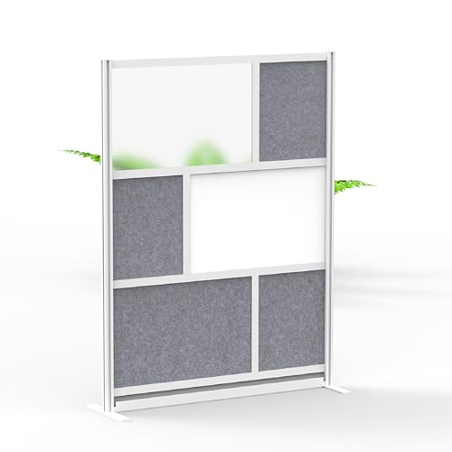 Workflow Modular Wall | Room Divider with Whiteboard, Sound Dampening, & Frosted Acrylic Panels | Expandable Office Partition for Privacy & Stability (53" x 70") - size: 53" x 70"