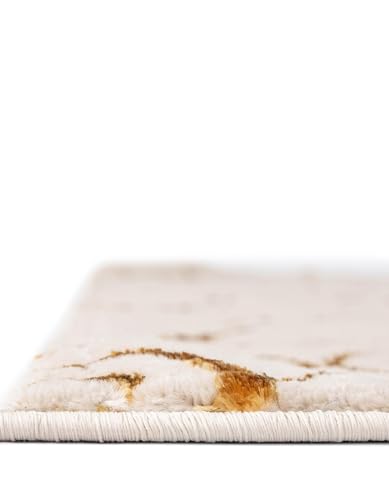 Rugs.com Vogue Geo Collection Rug – 2x3 White Medium-Pile Rug Perfect for Entryways, Kitchens, Breakfast Nooks, Accent Pieces - color: White and Gold, size: 2' x 3' Rectangular