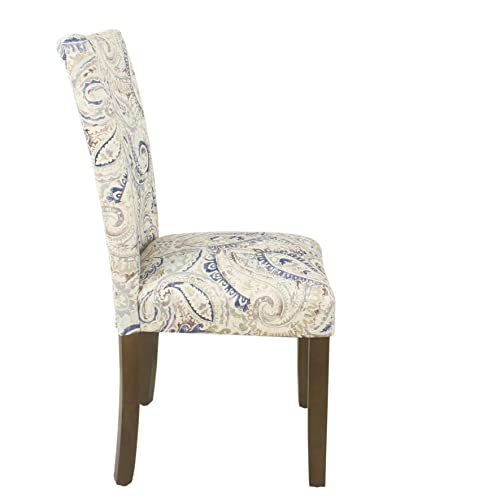 HomePop Classic Parsons Dining Chair - Blue Velvet Paisley Print (Set of 2) - color: Blue Velvet, style: Pack of 2