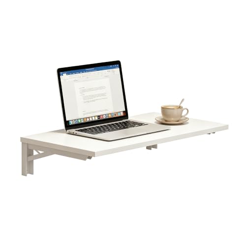 Need Wall Mounted Folding Table for Office Laundry | 30x20 IN Fold Down Wall Mount Desk Folding Wall Table for Small Apartments, Garage&Ironing Station, White&White Frame - color: White Desktop & White Folding Shelf Brackets, size: L30" * W20"