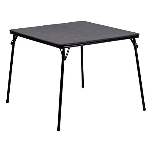 EMMA + OLIVER White 33.5" Square Folding Table | Lightweight, Easy Storage, Event Table - color: Black