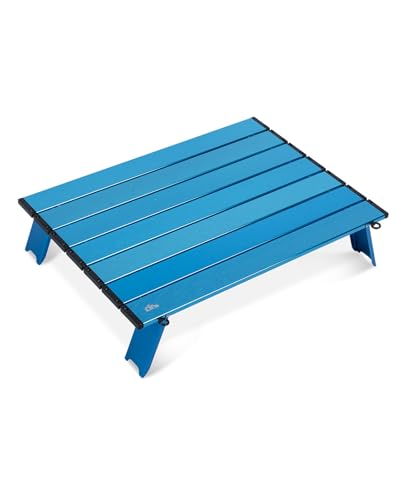 Ultralight Compact Mini Folding Alu. Table (Blue - L) | with Carry Bag, for Camping Backpacking Hiking Beach Picnic - color: Blue, size: Large