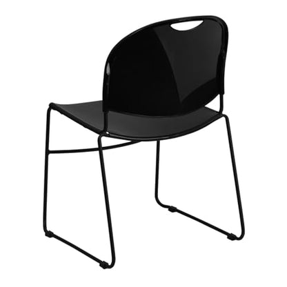 Flash Furniture HERCULES Series 880 lb. Capacity Black Ultra-Compact Stack Chair with Black Powder Coated Frame - color: Black Plastic/Black Frame, size: Set of 1