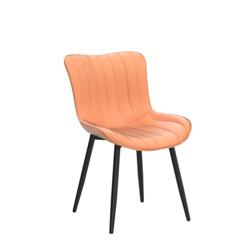 YOUNUOKE Dining Chairs Set of 2 Mid-Century Modern Kitchen Chair Orange | Faux leather upholstered with Back, fits dining living waiting room guest reception. Waterproof easy to clean assemble, 300lb - color: Camel