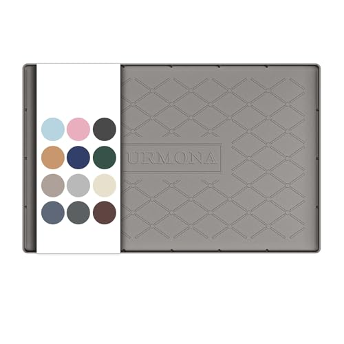 URMONA 22" x 14" Waterproof Silicone Mat in Multiple Sizes & Colors, Under Sink Mat for Kitchen & Bathroom, Pet Food Pad for Dogs & Cats, Kitchen Cabinet Liner, Multi-Purpose for Storage(Beige) - color: Beige, size: 14"W x 22"L