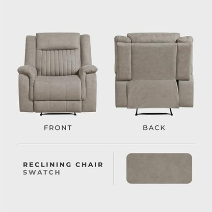 Lexicon Polished Microfiber Wall Hugger Manual Reclining Chair, Dove | 39.5"W Manual Recliner, Home Theater Seating for Living Room/Office/Apartment - color: Dove, size: Recliner