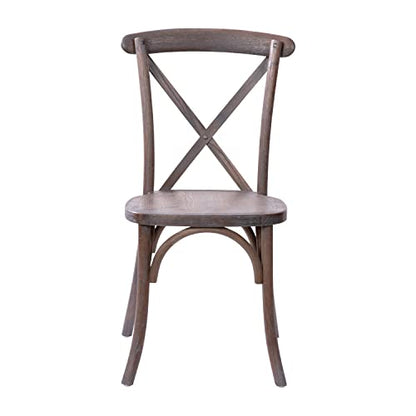 Merrick Lane Bardstown X-Back Bistro Style Wooden Dining Chair for Kitchens and Dining Rooms, High-Back Wood Stackable Kitchen Chair, Dark Driftwood - color: Dark Driftwood