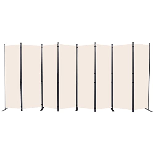 Room Divider, 8 Panel Folding Privacy Screens with Wider Feet, Beige | 176" W X 71" H Room Divider Panel, Stable Frame Structure, Flexible Space Separator, Portable wall divider for Room Partition - color: Beige, size: 22"- 8 Panel