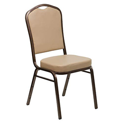 Flash Furniture Hercules Vinyl Crown Back Stackable Banquet Chair, 4-Pack | Copper Vein Frame, Vinyl Upholstery - color: Tan Vinyl/Copper Vein Frame, size: Set of 4