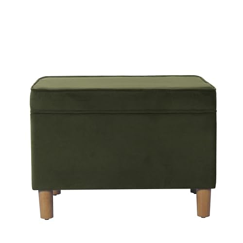 HomePop 24" Dinah Collection Storage Ottoman - Loden Green Velvet - color: Loden Green Velvet