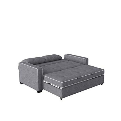 Serta Ainsley 72.6" Convertible Sleeper Sofa, Queen Size, Dreamcoil Comfort, Soft Woven Fabric, Charcoal - color: Charcoal, size: Queen Sofa