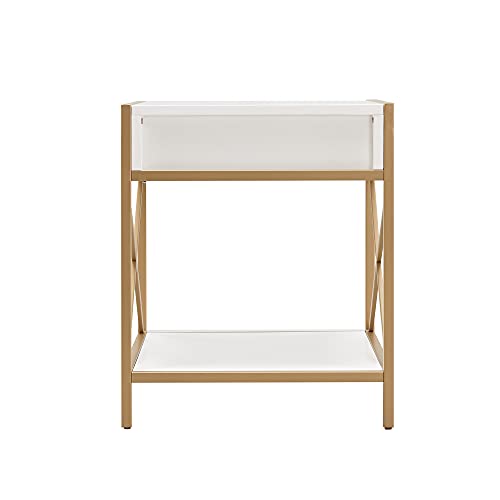 Leick Home Claudette End Table, 20", White, Gold - color: White