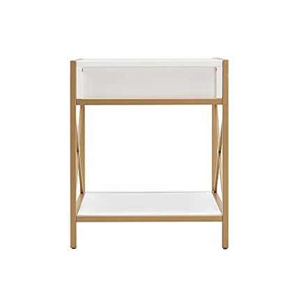 Leick Home Claudette End Table, 20", White, Gold - color: White