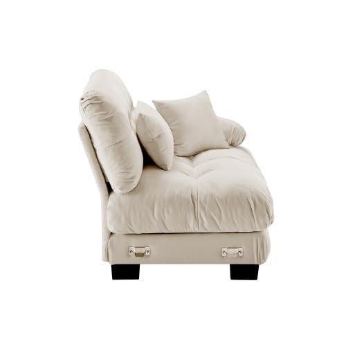 Sofa with 2 Pillows for Living Room, Comfy Couch for Bedroom with Deep Seat, Soft Fabric Upholstered 2-Seater Loveseat for Small Apartments, Light Coffee