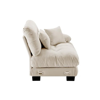 Sofa with 2 Pillows for Living Room, Comfy Couch for Bedroom with Deep Seat, Soft Fabric Upholstered 2-Seater Loveseat for Small Apartments, Light Coffee