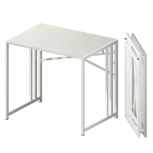Lutown-Teen Small Folding Desk 32 inch, White | No Assembly Required Small Office Desk, Writing Gaming Computer Camping Desk for Small Spaces - color: White, size: 32 Inch