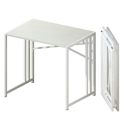 Lutown-Teen Small Folding Desk 32 inch, White | No Assembly Required Small Office Desk, Writing Gaming Computer Camping Desk for Small Spaces - color: White, size: 32 Inch