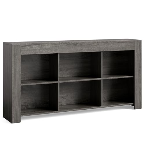 LITTLE TREE TV Stand with Storage, 63-Inch Entertainment Center with Shelves, Modern Media Console for Television up to 65" for Living Room, Bedroom, Gray + Dark Gray - color: Gray + Dark Gray