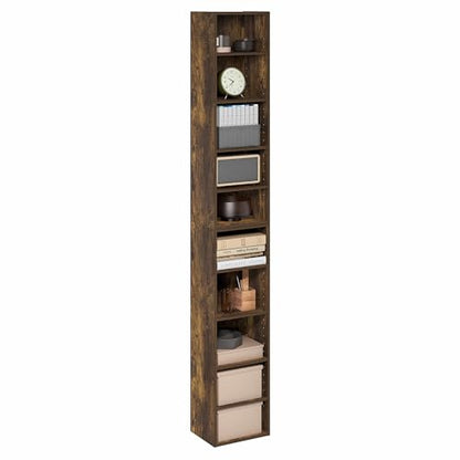 Furinno PASIR Book Shelf, 10-Tier Bookshelf, Bookcase with Open Shelf, 9.2 x 11.8 x 78.7, for Living Room, Bedroom, Home Office, Amber Pine - color: Amber Pine, size: 10-Tier, 12-Inch Width