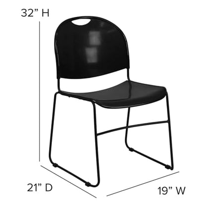 Flash Furniture HERCULES Series 880 lb. Capacity Black Ultra-Compact Stack Chair with Black Powder Coated Frame - color: Black Plastic/Black Frame, size: Set of 1