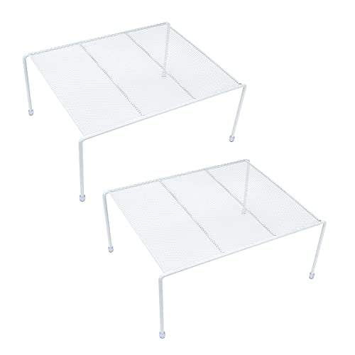 SIBAO Set of 2 Mesh Kitchen Shelves Cabinet Storage Shelf Rack (13.1 x 10.2 Inch) ，Kitchen Bathroom Pantry Cupboard Desk Home Office, Fridge, Cabinet, Bathroom Cupboard (White) - color: White