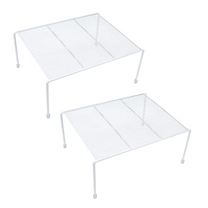 SIBAO Set of 2 Mesh Kitchen Shelves Cabinet Storage Shelf Rack (13.1 x 10.2 Inch) ，Kitchen Bathroom Pantry Cupboard Desk Home Office, Fridge, Cabinet, Bathroom Cupboard (White) - color: White