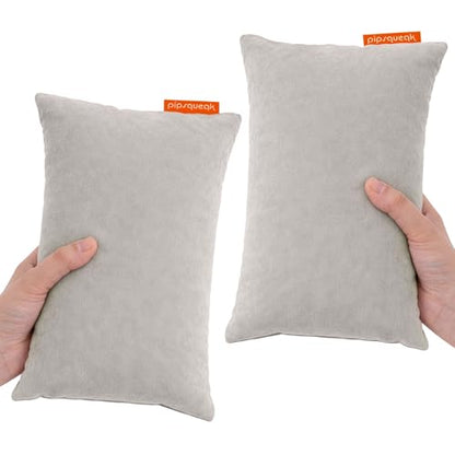 Pipsqueak Microfiber Pillow - Small, Mini, Tiny - 11 x 7 in - Perfect for Travel, Cars, Airplanes, Camping, Dogs, Toddlers, Kids, Lumbar, Knees and Neck - Ages 2 Yrs and Up - color: Gray, size: 2 Pack, style: Non-Personalized