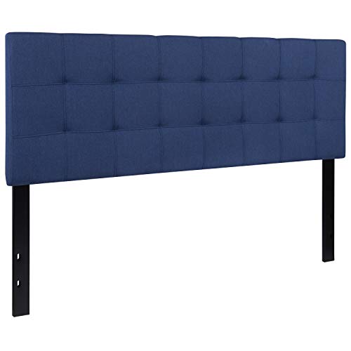 EMMA + OLIVER Navy Queen Quilted Tufted Headboard | Adjustable Bed Rail Slots, Fabric Upholstered - color: Navy, size: Queen