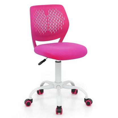 Giantex Kids Desk Chair, Adjustable Children Study Chair, Swivel Armless Mesh Task Office Chair, Computer Desk Chair with Adjustable Height & Lumbar Support, Rose - color: Rose