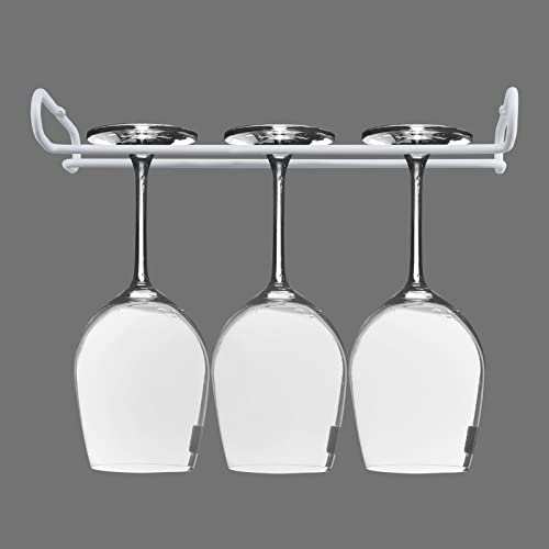 White 4 Wine Glass Rack Under Cabinet Shelf 10 Inch Stemware Storage Hanging Hanger Organizer Glasses Holder with Drying Under Counter Metal for Kitchen and Bar - size: Set of 4 white, style: Double Opening