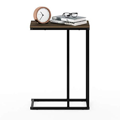 Furinno Camnus Modern Living C Shaped Sofa Side Table, 9.8 in x 17.9 in x 25 in, Columbia Walnut - color: Columbia Walnut, size: C-shape Metal Frame