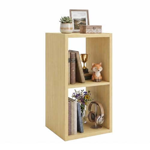 WannabeMyself【2026 Wooden Thick Frame】 2 Cube Storage Organizer with Anti-Tipping Kits, Reversible Open Back Book Shelf,Bookcase for Living Room,Bedroom,Entrance Hall,Office,11.6×24.7×13.1,Oak Color - color: Oak, size: 2 cube (11inch)