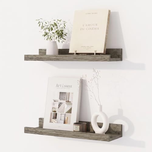 Dreamland Picture Ledge Shelf for Wall, Floating Shelves Set of 2,16 inch Long Floating Shelves with Lip for Living Room,Bedroom,Bathroom,Kitchen,Grey - color: Grey, size: 16inch